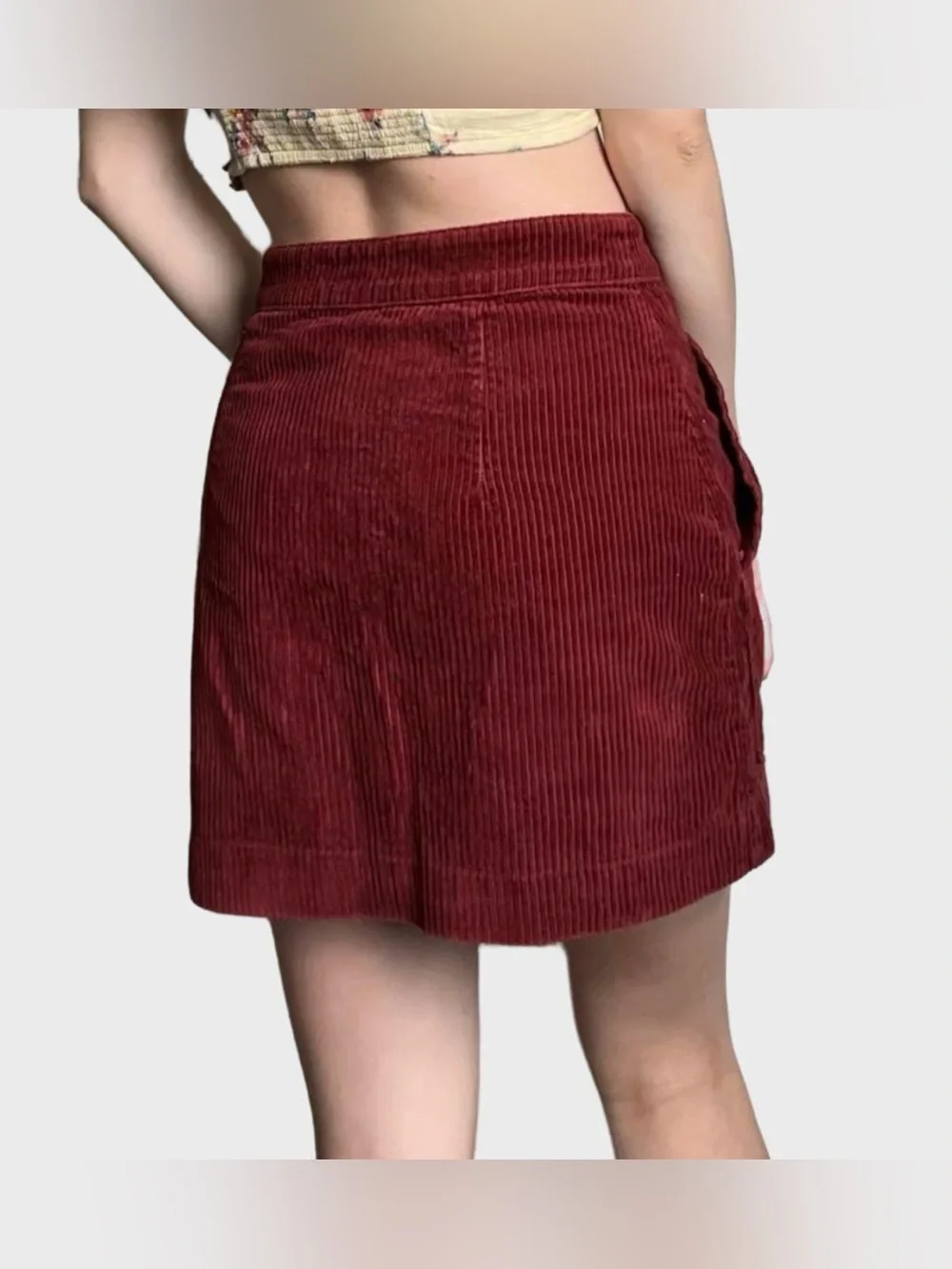 Red Corduroy 100% Cotton Mini Skirt - Size 6
